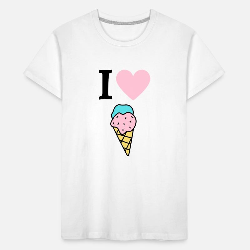 I love Eiscreme / Eiswaffel Comic Design Kinder Premium Bio T-Shirt