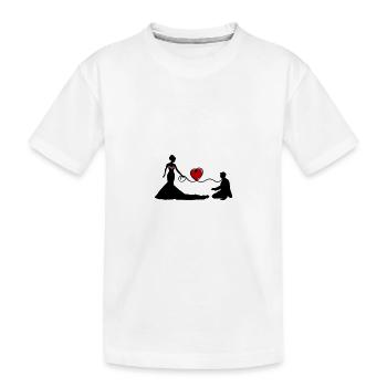 Hochzeit Brautpaar Leine Herz - Kinder Premium Bio T-Shirt - Weiß - Vorne