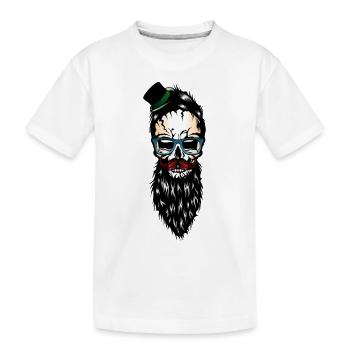 head of death hipster bearded beard hat mustache - Kids' Premium Organic T-Shirt - white - Front