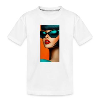 Futuristischer Retro Glamour Blick - Kinder Premium Bio T-Shirt - Weiß - Vorne