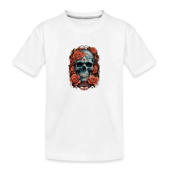 Tête de mort fleurie - T-shirt bio Premium Enfant - blanc - Devant