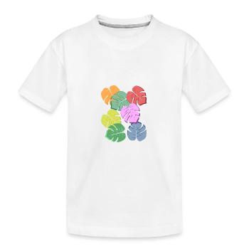 Monstera Pflanze Tropical - Kinder Premium Bio T-Shirt - Weiß - Vorne