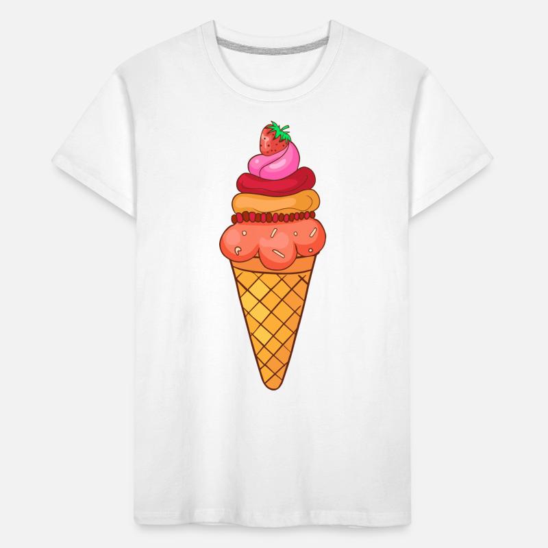 Eis Speiseeis Eiskrem Eiscreme Kugeleis Eisbecher Kinder Premium Bio T-Shirt