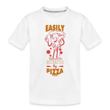 Facilement distrait par la pizza - T-shirt bio Premium Enfant - blanc - Devant