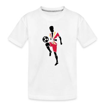Joueur de foot avec ballon de foot - T-shirt bio Premium Enfant - blanc - Devant