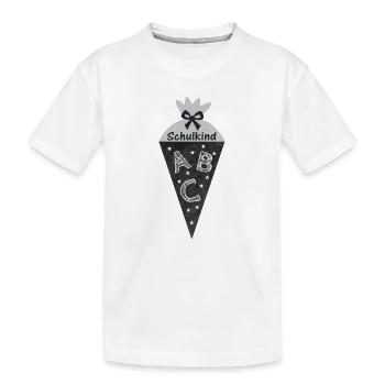 Schulkind 2026 - Schultüte in Tafeloptik - grau - Kinder Premium Bio T-Shirt - Weiß - Vorne