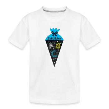 Schulkind 2026 - Schultüte in Tafeloptik - blau - Kinder Premium Bio T-Shirt - Weiß - Vorne