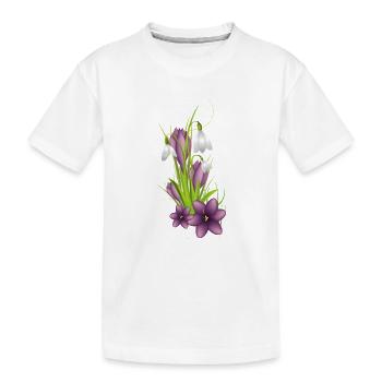 Perce-neige et crocus délicats illustrés - T-shirt bio Premium Enfant - blanc - Devant