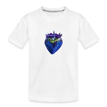 erdbeere,blaue erdbeere, erdbeere mit Pailletten - Kinder Premium Bio T-Shirt - Weiß - Vorne