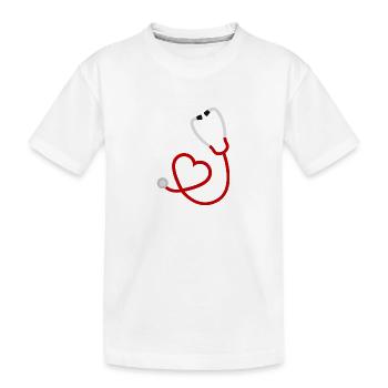 Stéthoscope j'aime la médecine - T-shirt bio Premium Enfant - blanc - Devant