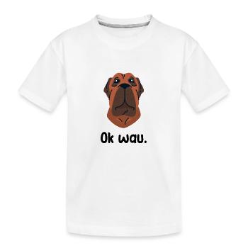 Ok wau mit Fila Brasileiro Hundeliebhaber - Kinder Premium Bio T-Shirt - Weiß - Vorne