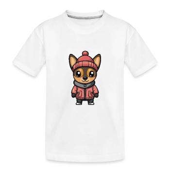 Pinscher Hund Winter - Kinder Premium Bio T-Shirt - Weiß - Vorne