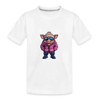 Cochon Hiver Bande Dessinée Sanglier - T-shirt bio Premium Enfant - blanc - Devant