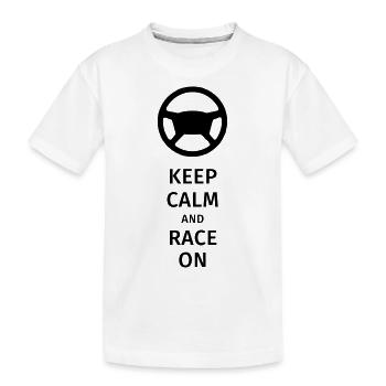 keep calm and race on - Kids' Premium Organic T-Shirt - white - Front