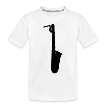 drawing, saxophone baritone sax - Kids' Premium Organic T-Shirt - white - Front