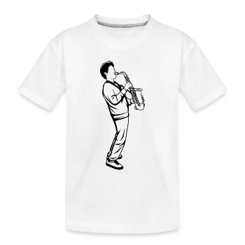 Saxophone Boy - Kids' Premium Organic T-Shirt - white - Front