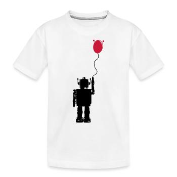 Roboterluftballon Hinten - Kinder Premium Bio T-Shirt - Weiß - Vorne