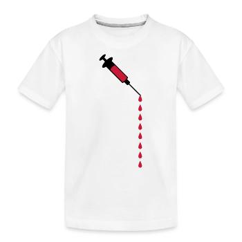 Spritze Blut Tropfen Abnehmen Medizin - Kinder Premium Bio T-Shirt - Weiß - Vorne