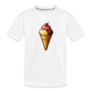 Retro Pixel Eiscreme Cone - Kinder Premium Bio T-Shirt - Weiß - Vorne