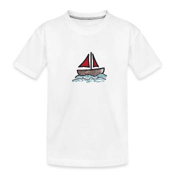 Ship, Sailing, Boat - Kids' Premium Organic T-Shirt - white - Front