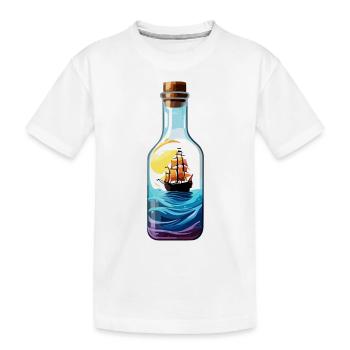 Ship in a Bottle / Message in a Bottle / Ahoy / Anchor - Kids' Premium Organic T-Shirt - white - Front