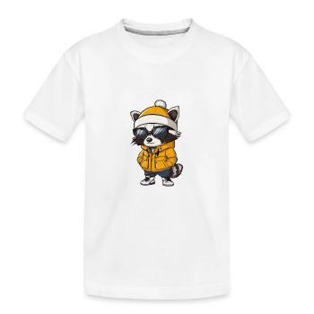 Waschbär Winter - Kinder Premium Bio T-Shirt - Weiß - Vorne