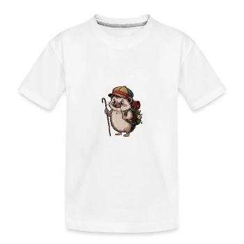 Hedgehog with backpack on the move - Kids' Premium Organic T-Shirt - white - Front