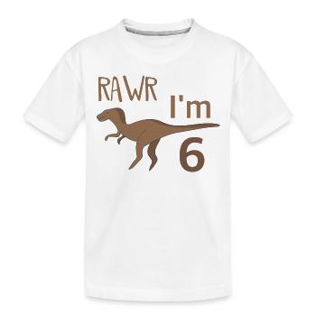 Pour six anniversaire pour gars filles Velociraptor - T-shirt bio Premium Enfant - blanc - Devant