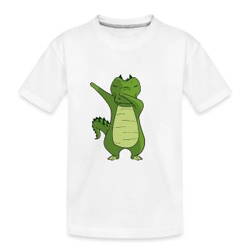 Kroko Tanzendes - Krokodil Dabbing Dancing - Kinder Premium Bio T-Shirt - Weiß - Vorne