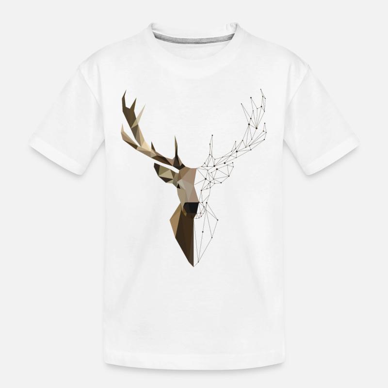 Hirsch Geometrisch - Kinder Premium Bio T-Shirt - Weiß