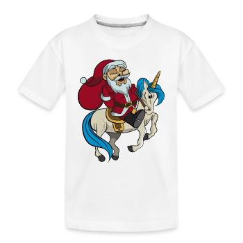 Santa monte sur Unicorn cadeau de Noël - T-shirt bio Premium Enfant - blanc - Devant