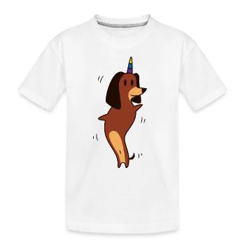 Teckel danser Licorne chien cadeau drôle gay - T-shirt bio Premium Enfant - blanc - Devant