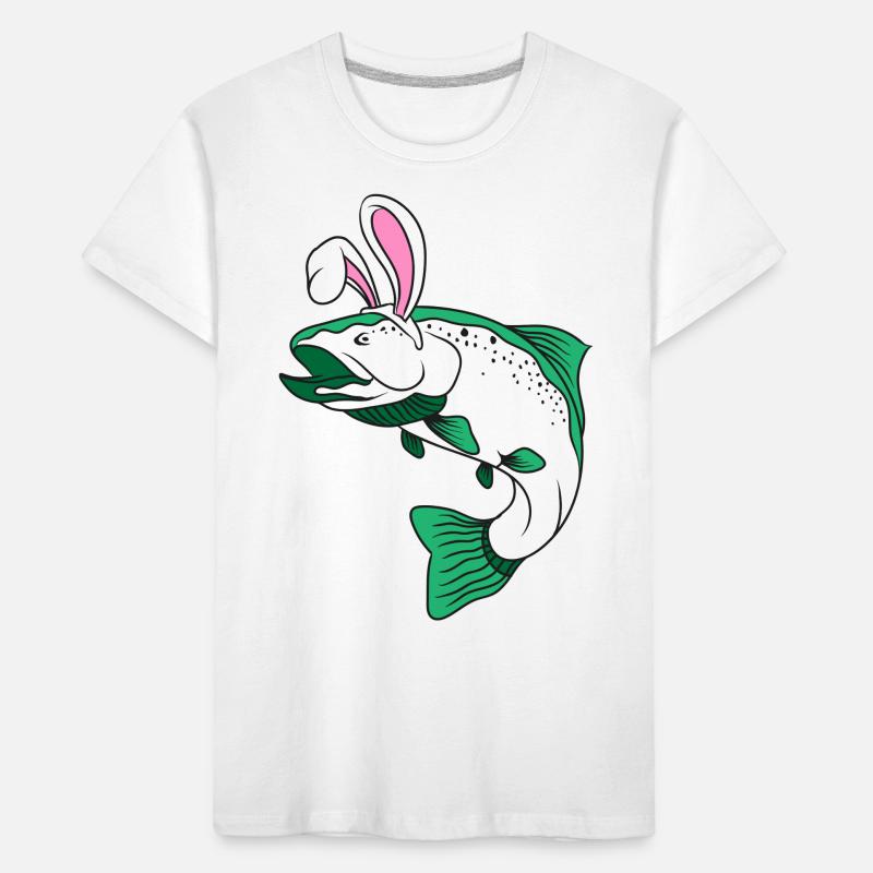 Fisherman angler fish easter bunny easter gift Kids' Premium Organic T-Shirt