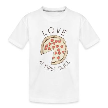 Pizza Love At First Slice - Kids' Premium Organic T-Shirt - white - Front