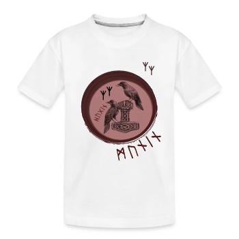 Thor Hammer Mjölnir avec Odin Ravens Hugin et Munin - T-shirt bio Premium Enfant - blanc - Devant