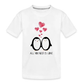 Tout ce dont vous avez besoin, c'est de l'amour et des pingouins - T-shirt bio Premium Enfant - blanc - Devant