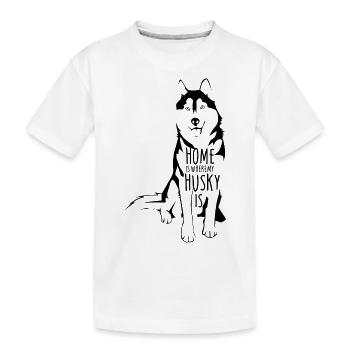 Husky - Kinder Premium Bio T-Shirt - Weiß - Vorne