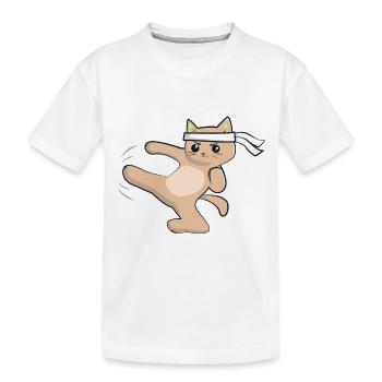 Karate Katze / Kampfkunst - Kinder Premium Bio T-Shirt - Weiß - Vorne