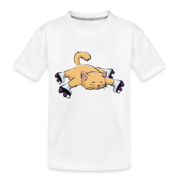 Katze mit Rollschuhe - Kinder Premium Bio T-Shirt - Weiß - Vorne