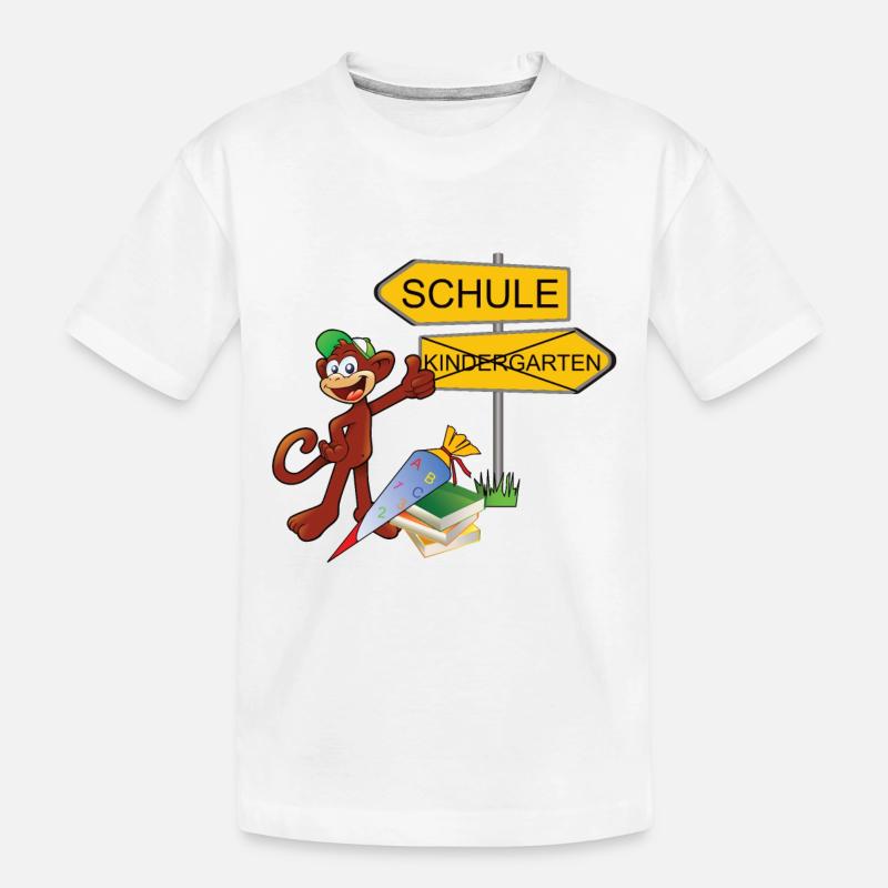 Einschulung Affe - Kinder Premium Bio T-Shirt - Weiß