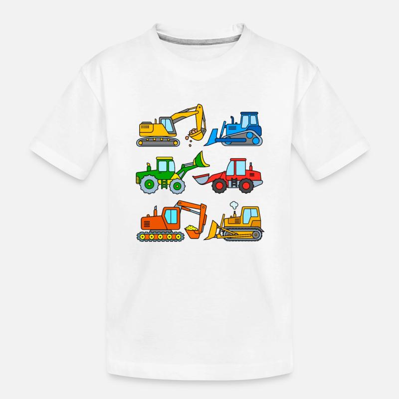 Chantier de construction de véhicules pour enfants - ensemble de pelles - T-shirt bio Premium Enfant - blanc