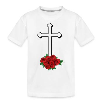 Kreuz Gott Kirche Religion Jesus Tod Beerdigung - Kinder Premium Bio T-Shirt - Weiß - Vorne