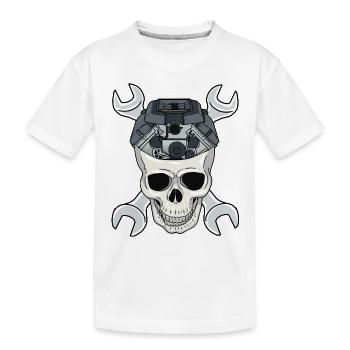 Automechaniker Schrauber Maschine Totenkopf - Kinder Premium Bio T-Shirt - Weiß - Vorne