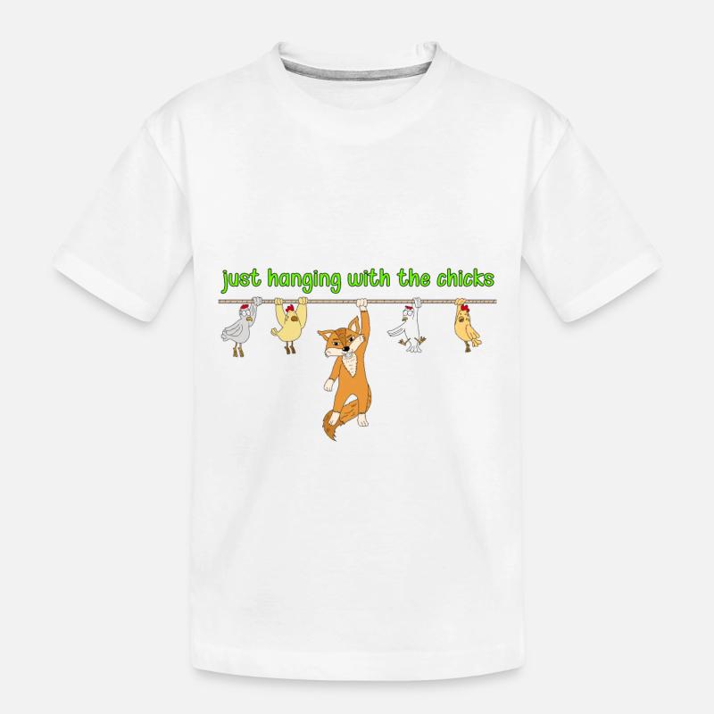 Fuchs Huhn Witzig Geschenk Shirt - Kinder Premium Bio T-Shirt - Weiß