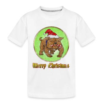 Merry Christmas Bulldog Christmas present - Kids' Premium Organic T-Shirt - white - Front