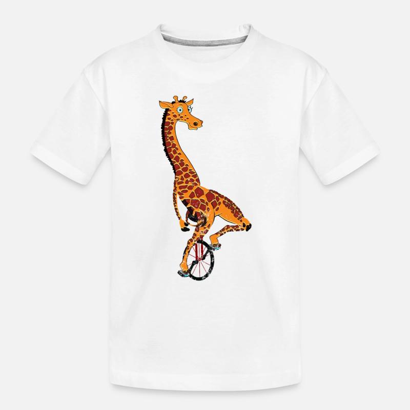 Einrad, Einrad Giraffe - Kinder Premium Bio T-Shirt - Weiß