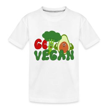 vegan, veganer, Go Vegan - Kinder Premium Bio T-Shirt - Weiß - Vorne