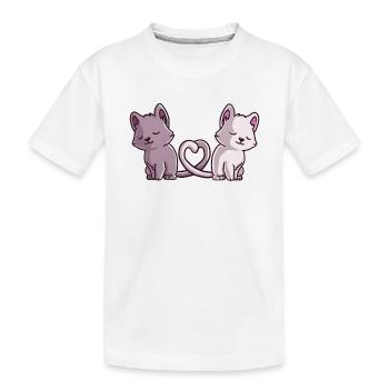 Katzenliebe – Zwei Herzen, Ein Schweif - Kinder Premium Bio T-Shirt - Weiß - Vorne