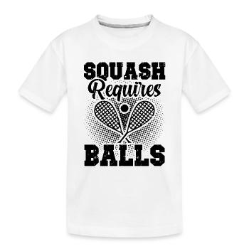 Sport de squash | Cadeaux de raquette de squash Squasher - T-shirt bio Premium Enfant - blanc - Devant