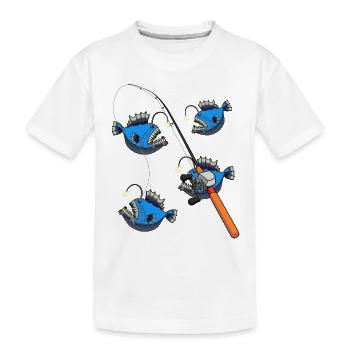 Fischen Angel angeln Hobby Fischer Fisch fischen - Kinder Premium Bio T-Shirt - Weiß - Vorne